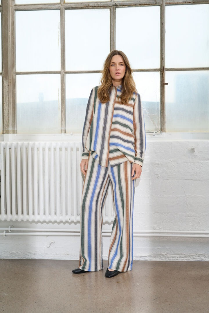 Pulz Striped Drawstring Trousers