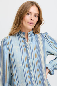 Pulz Ruffled Stripe Blouse