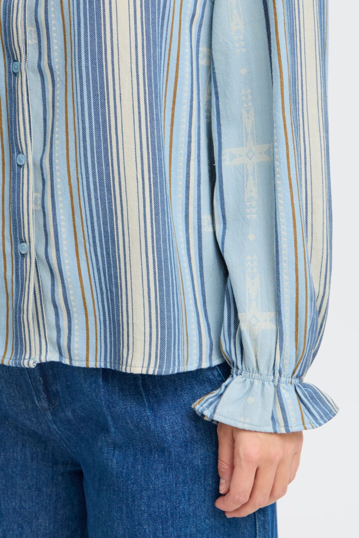 Pulz Ruffled Stripe Blouse