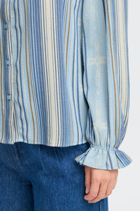 Pulz Ruffled Stripe Blouse