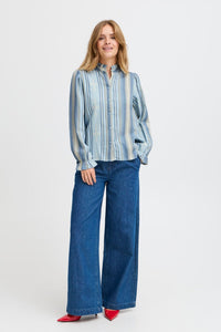 Pulz Ruffled Stripe Blouse