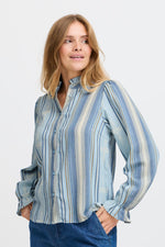 Load image into Gallery viewer, Pulz Ruffled Stripe Blouse
