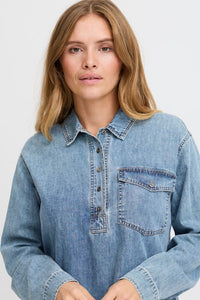 Pulz Half Buttoned Denim Shirt