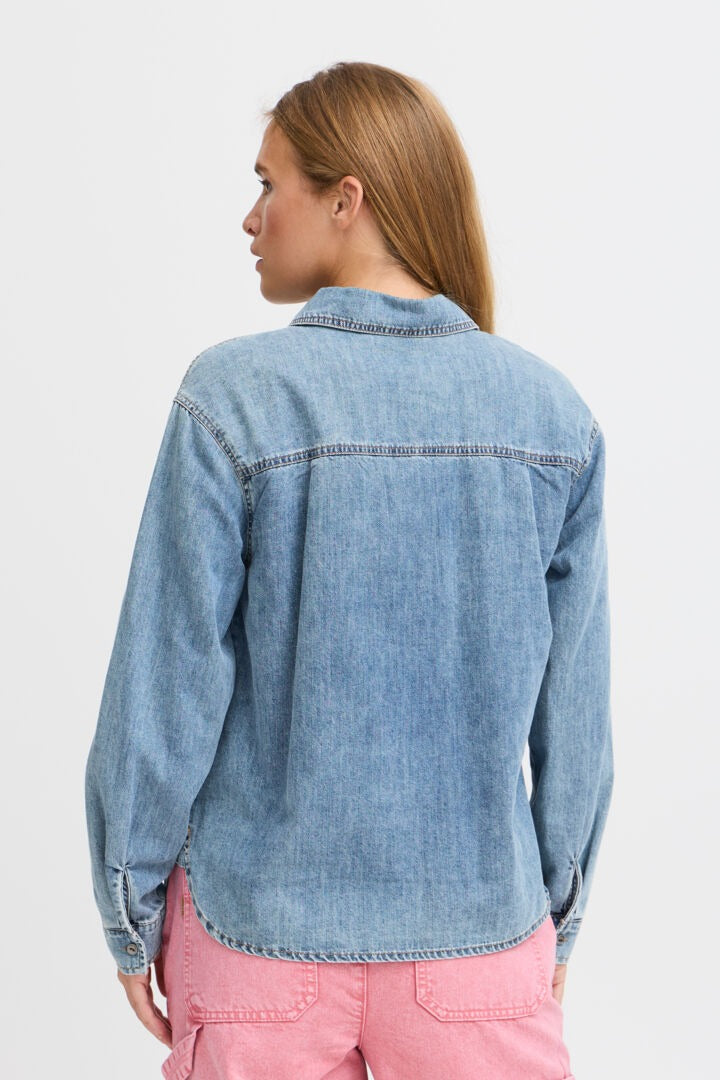 Pulz Half Buttoned Denim Shirt